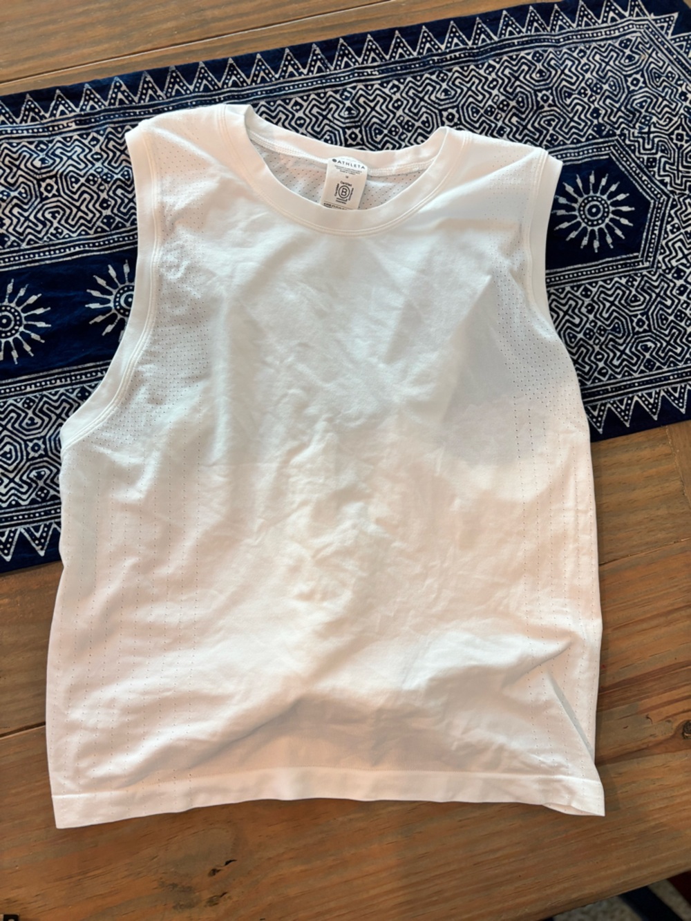 Athleta White Perforated Workout All in Motion Tank